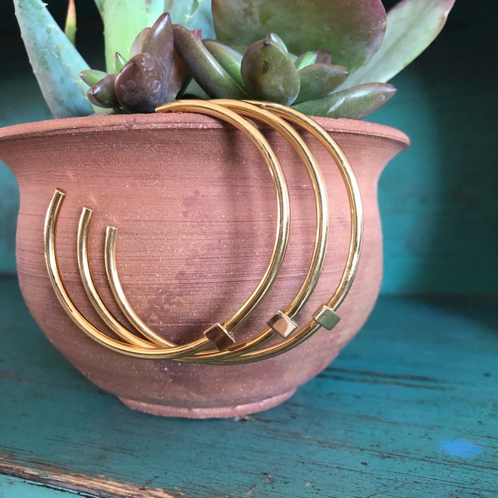 (3) Gold J. Crew Cuff Bracelets w/Triangle